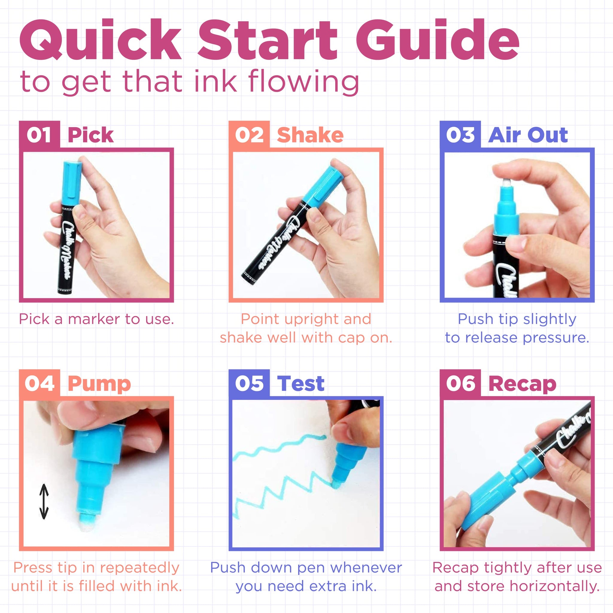 Black Chalk Markers - 6mm Reversible Tip (Pack of 5 Pens